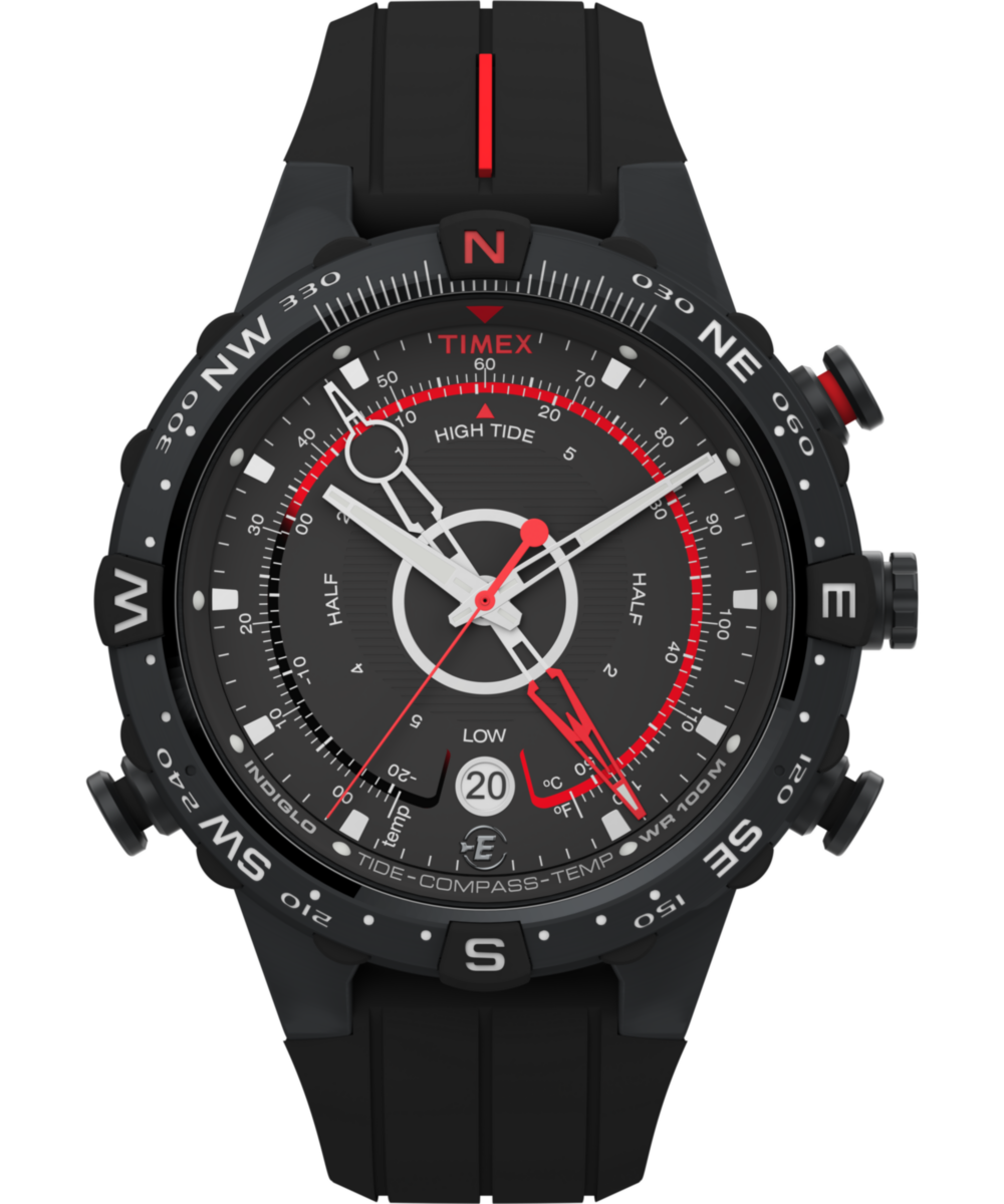 Intelligent Quartz® Tide Temp Compass 45mm Silicone Strap Watch