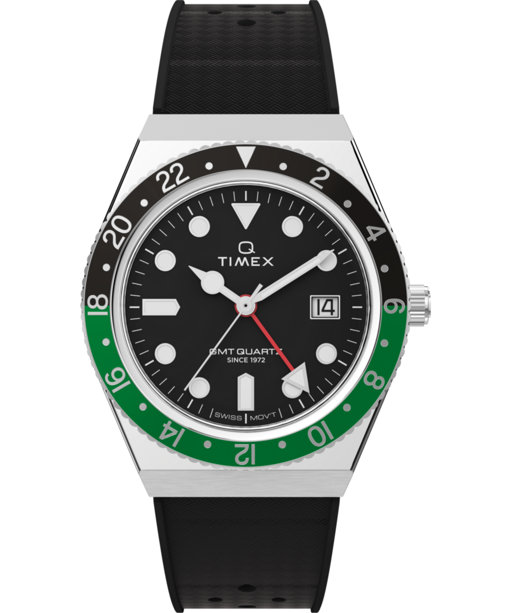 Q Timex® GMT 38mm Synthetic Rubber Strap Watch