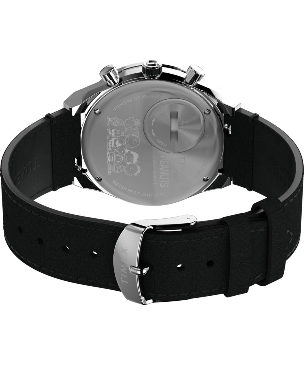 Q Timex Chronograph x Peanuts Snoopy 40mm Leather Strap Watch  