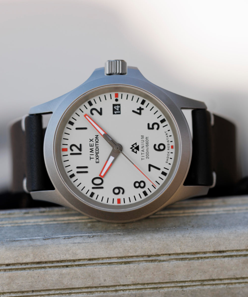 Expedition Titanium 38mm Leather Strap Watch 