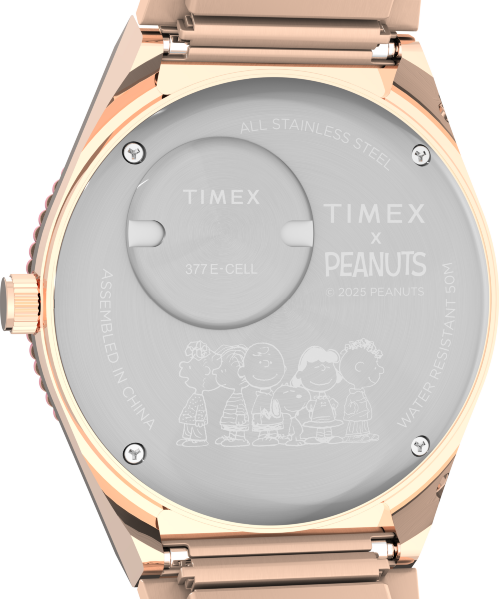 Timex x Peanuts® Q Timex® In Bloom 36mm Stainless Steel Expansion Band Watch