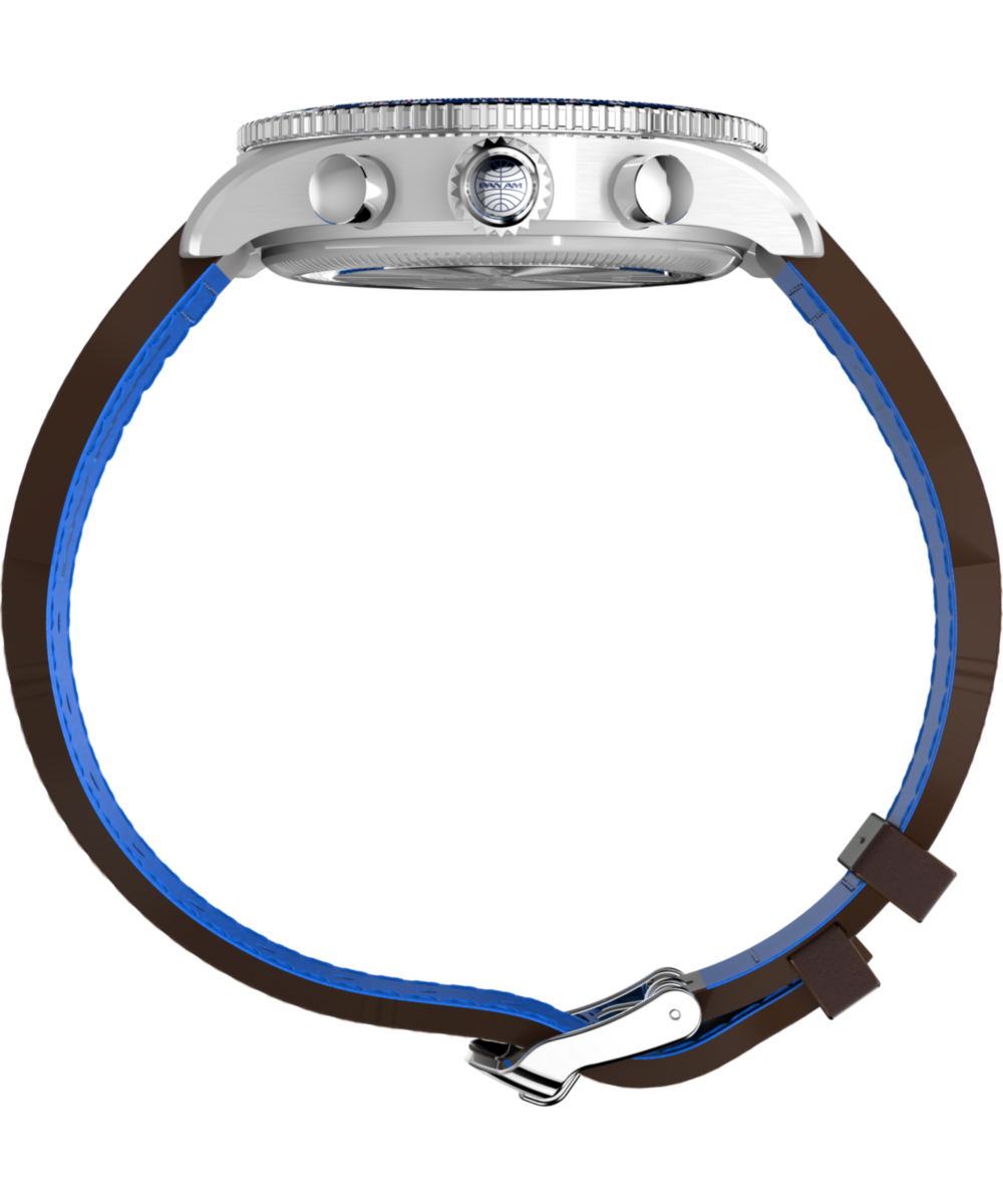 Timex Fly-Back Chronograph x Pan Am® 43mm Leather Strap Watch 