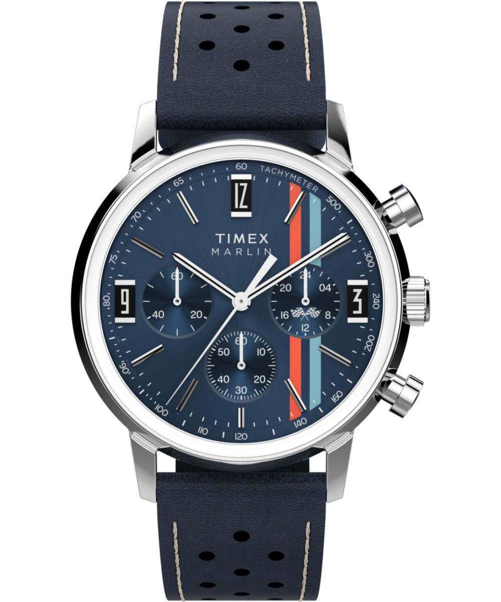 Marlin® Chronograph Tachymeter 40mm Leather Strap Watch