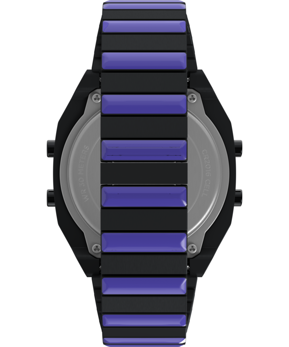 Timex x Wednesday T80 36mm Stainless Steel Black and Purple Expansion Band Watch