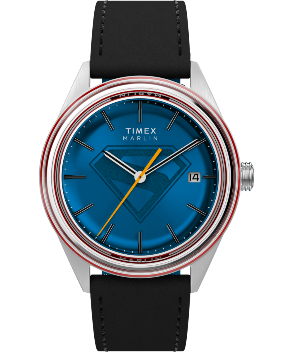 Timex x Superman Marlin® Jet Automatic 38mm Leather Strap Watch