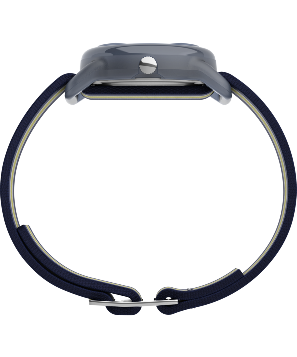 TIMEX TIME MACHINES® 29mm Blue/Yellow Stripe Elastic Fabric Kids Watch